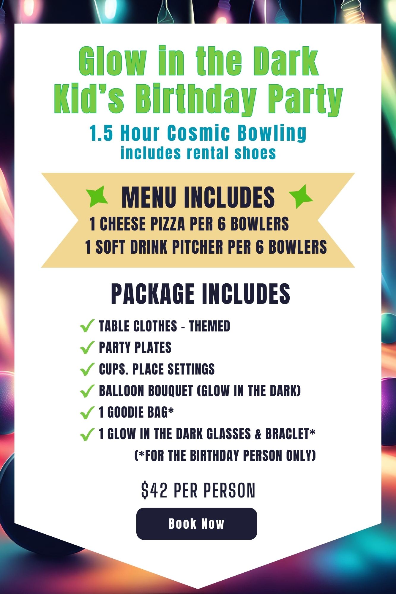 Kid's Birthday Glow in the Dark Package